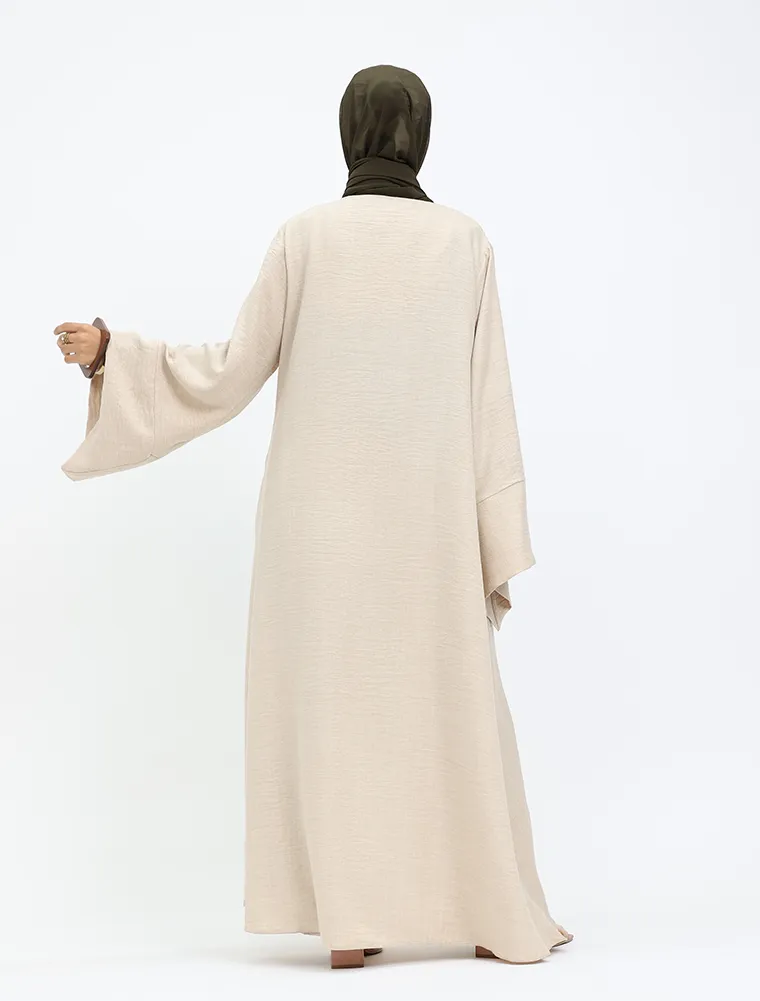 Beige Linen Feel Wrap Co Ord Set